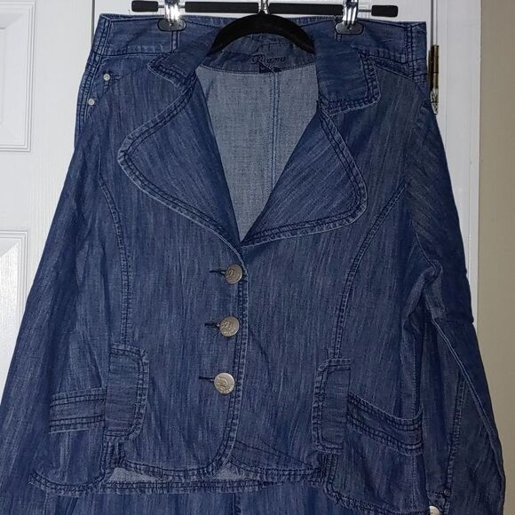 Drama  jean denium jacket and wide leg jean set  NWOT - Picture 2 of 12